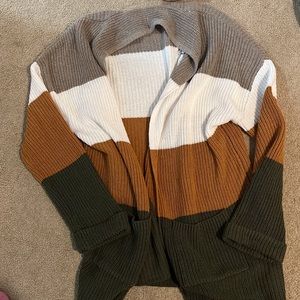 Oversized block colored cardigan